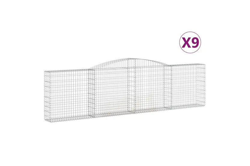 vidaXL 3146873 Arched Gabion Baskets 9 Pcs 400x30x100/120cm Galvanised Iron vidaXL 3146873 Arched Gabion Baskets 9 Pcs 400x30x100/120cm Galvanised Iron