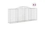 vidaXL 3146720 Arched Gabion Baskets 3 Pcs 300x50x120/140cm Galvanised Iron vidaXL 3146720 Arched Gabion Baskets 3 Pcs 300x50x120/140cm Galvanised Iron