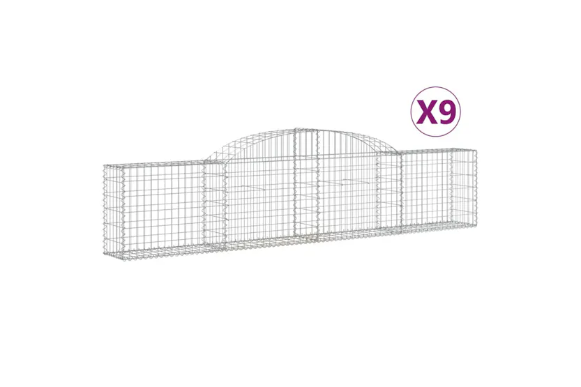 vidaXL 3146492 Arched Gabion Baskets 9 Pcs 300x30x60/80cm Galvanised Iron vidaXL 3146492 Arched Gabion Baskets 9 Pcs 300x30x60/80cm Galvanised Iron