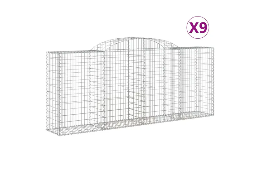 vidaXL 3146726 Arched Gabion Baskets 9 Pcs 300x50x120/140cm Galvanised Iron vidaXL 3146726 Arched Gabion Baskets 9 Pcs 300x50x120/140cm Galvanised Iron