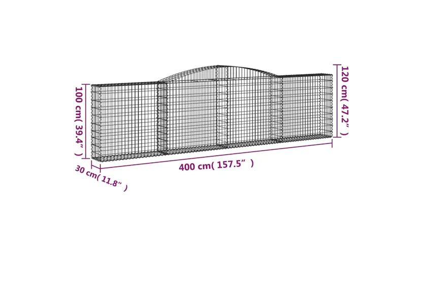 vidaXL 3146869 Arched Gabion Baskets 5 Pcs 400x30x100/120cm Galvanised Iron vidaXL 3146869 Arched Gabion Baskets 5 Pcs 400x30x100/120cm Galvanised Iron
