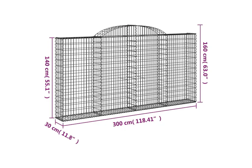 vidaXL 3146559 Arched Gabion Baskets 4 Pcs 300x30x140/160cm Galvanised Iron vidaXL 3146559 Arched Gabion Baskets 4 Pcs 300x30x140/160cm Galvanised Iron