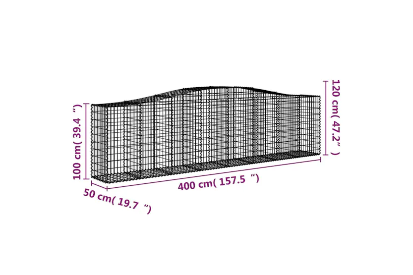 vidaXL 3145964 Arched Gabion Baskets 10 Pcs 400x50x100/120cm Galvanised Iron vidaXL 3145964 Arched Gabion Baskets 10 Pcs 400x50x100/120cm Galvanised Iron