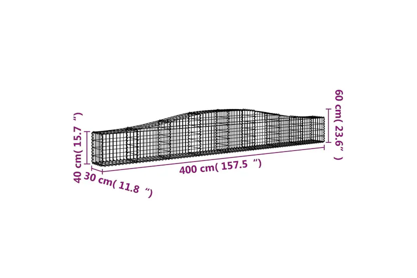 vidaXL 3145789 Arched Gabion Baskets 4 Pcs 400x30x40/60cm Galvanised Iron vidaXL 3145789 Arched Gabion Baskets 4 Pcs 400x30x40/60cm Galvanised Iron