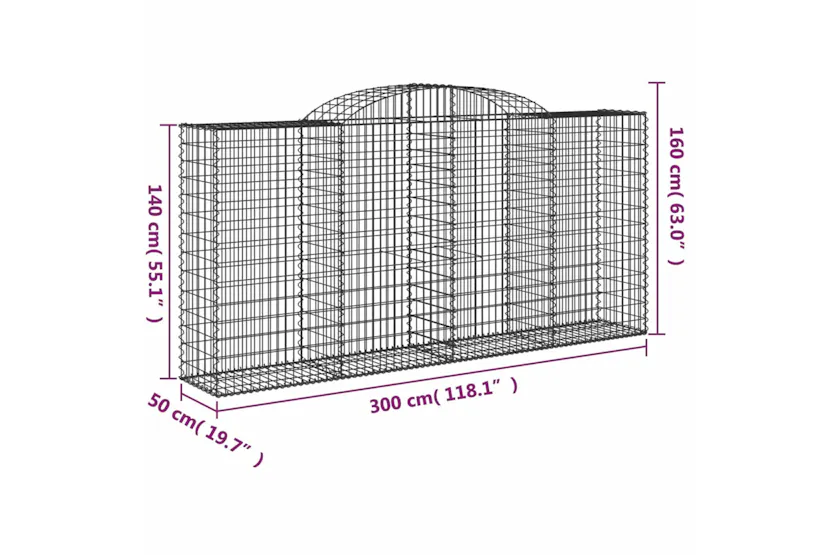 vidaXL 3146742 Arched Gabion Baskets 7 Pcs 300x50x140/160cm Galvanised Iron vidaXL 3146742 Arched Gabion Baskets 7 Pcs 300x50x140/160cm Galvanised Iron