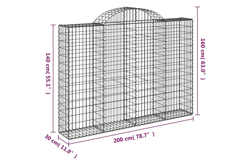 vidaXL 3146154 Arched Gabion Baskets 4 Pcs 200x30x140/160cm Galvanised Iron vidaXL 3146154 Arched Gabion Baskets 4 Pcs 200x30x140/160cm Galvanised Iron