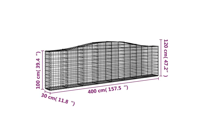 vidaXL 3145834 Arched Gabion Baskets 10 Pcs 400x30x100/120cm Galvanised Iron vidaXL 3145834 Arched Gabion Baskets 10 Pcs 400x30x100/120cm Galvanised Iron