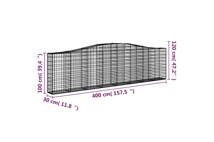 vidaXL 3145826 Arched Gabion Baskets 2 Pcs 400x30x100/120cm Galvanised Iron vidaXL 3145826 Arched Gabion Baskets 2 Pcs 400x30x100/120cm Galvanised Iron