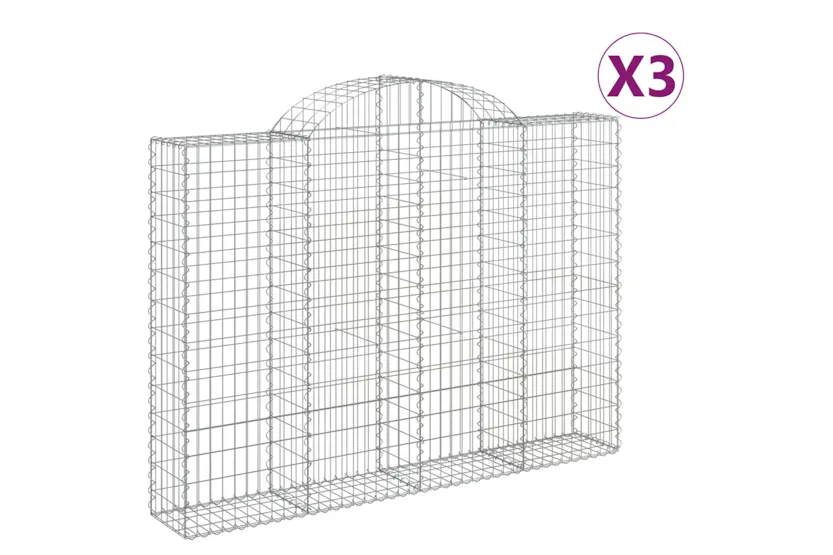 vidaXL 3146153 Arched Gabion Baskets 3 Pcs 200x30x140/160cm Galvanised Iron vidaXL 3146153 Arched Gabion Baskets 3 Pcs 200x30x140/160cm Galvanised Iron