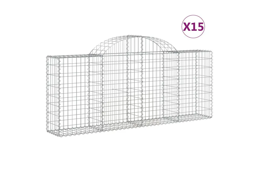 vidaXL 3146102 Arched Gabion Baskets 15 Pcs 200x30x80/100cm Galvanised Iron vidaXL 3146102 Arched Gabion Baskets 15 Pcs 200x30x80/100cm Galvanised Iron