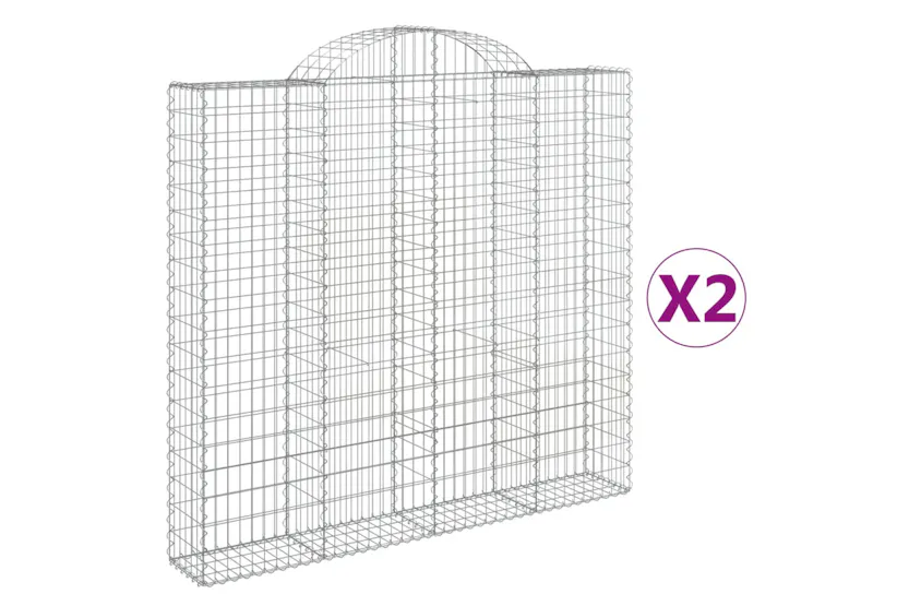 vidaXL 3146194 Arched Gabion Baskets 2 Pcs 200x30x180/200cm Galvanised Iron vidaXL 3146194 Arched Gabion Baskets 2 Pcs 200x30x180/200cm Galvanised Iron