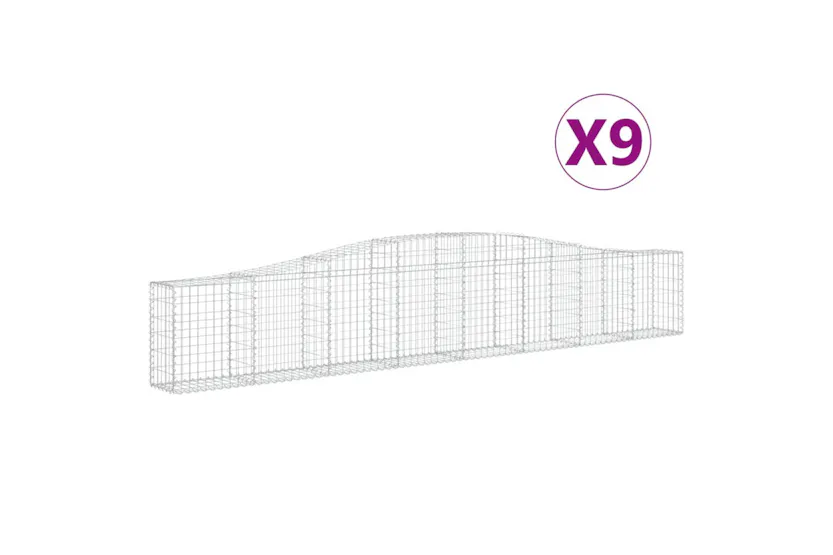 vidaXL 3145807 Arched Gabion Baskets 9 Pcs 400x30x60/80cm Galvanised Iron vidaXL 3145807 Arched Gabion Baskets 9 Pcs 400x30x60/80cm Galvanised Iron