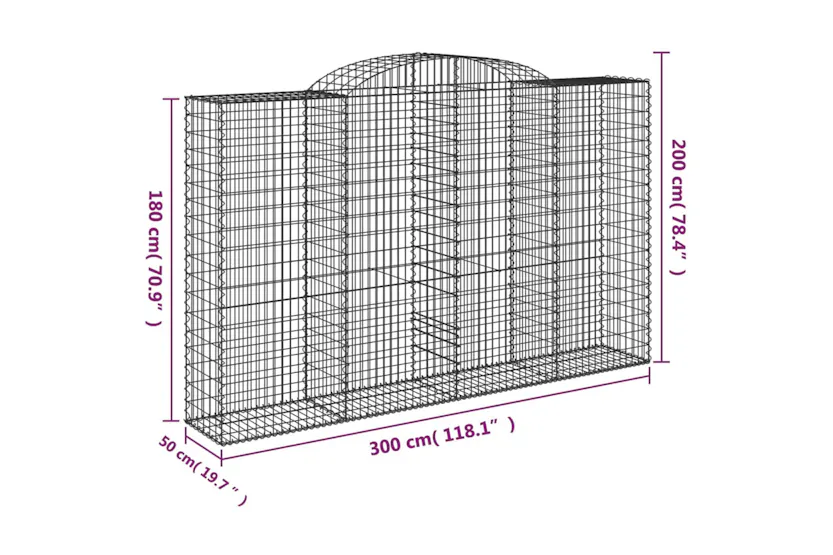 vidaXL 3146773 Arched Gabion Baskets 2 Pcs 300x50x180/200cm Galvanised Iron vidaXL 3146773 Arched Gabion Baskets 2 Pcs 300x50x180/200cm Galvanised Iron