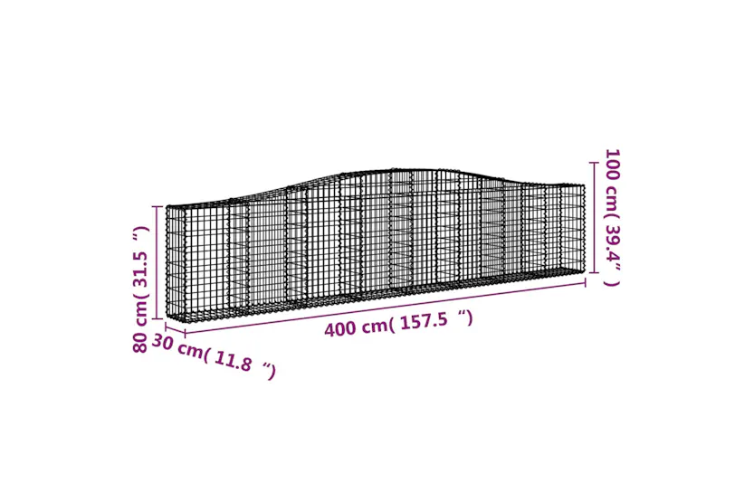 vidaXL 3145814 Arched Gabion Baskets 3 Pcs 400x30x80/100cm Galvanised Iron vidaXL 3145814 Arched Gabion Baskets 3 Pcs 400x30x80/100cm Galvanised Iron