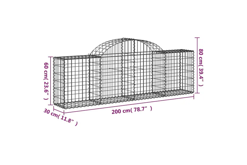 vidaXL 3146073 Arched Gabion Baskets 7 Pcs 200x30x60/80cm Galvanised Iron vidaXL 3146073 Arched Gabion Baskets 7 Pcs 200x30x60/80cm Galvanised Iron