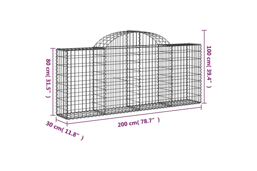 vidaXL 3146094 Arched Gabion Baskets 7 Pcs 200x30x80/100cm Galvanised Iron vidaXL 3146094 Arched Gabion Baskets 7 Pcs 200x30x80/100cm Galvanised Iron