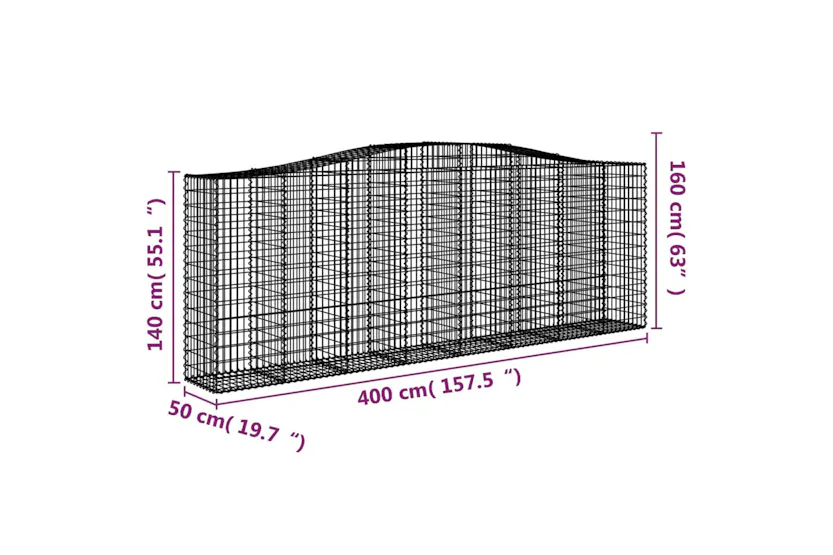 vidaXL 3145985 Arched Gabion Baskets 5 Pcs 400x50x140/160cm Galvanised Iron vidaXL 3145985 Arched Gabion Baskets 5 Pcs 400x50x140/160cm Galvanised Iron