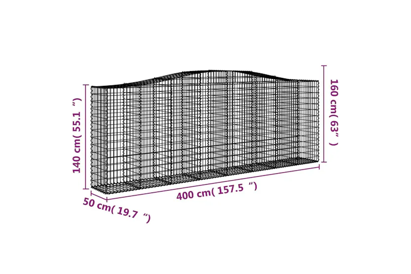 vidaXL 3145982 Arched Gabion Baskets 2 Pcs 400x50x140/160cm Galvanised Iron vidaXL 3145982 Arched Gabion Baskets 2 Pcs 400x50x140/160cm Galvanised Iron