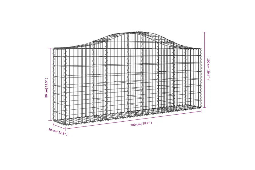 vidaXL 3145412 Arched Gabion Baskets 5 Pcs 200x30x80/100cm Galvanised Iron vidaXL 3145412 Arched Gabion Baskets 5 Pcs 200x30x80/100cm Galvanised Iron