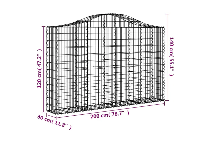 vidaXL 3145453 Arched Gabion Baskets 4 Pcs 200x30x120/140cm Galvanised Iron vidaXL 3145453 Arched Gabion Baskets 4 Pcs 200x30x120/140cm Galvanised Iron