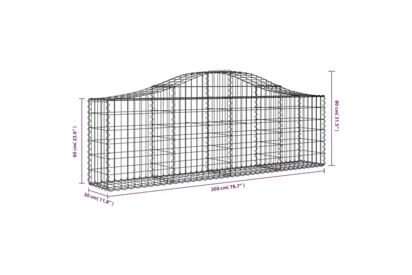 vidaXL 3145389 Arched Gabion Baskets 3 Pcs 200x30x60/80cm Galvanised Iron vidaXL 3145389 Arched Gabion Baskets 3 Pcs 200x30x60/80cm Galvanised Iron