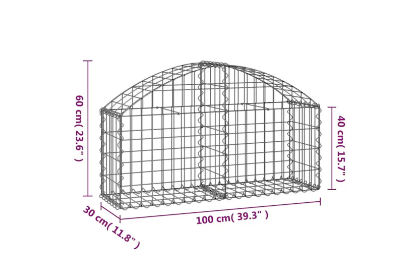vidaXL 153422 Arched Gabion Basket 100x30x40/60cm Galvanised Iron vidaXL 153422 Arched Gabion Basket 100x30x40/60cm Galvanised Iron
