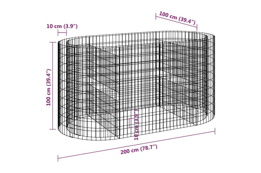 vidaXL 152045 Gabion Raised Bed Galvanised Iron 200x100x100cm vidaXL 152045 Gabion Raised Bed Galvanised Iron 200x100x100cm