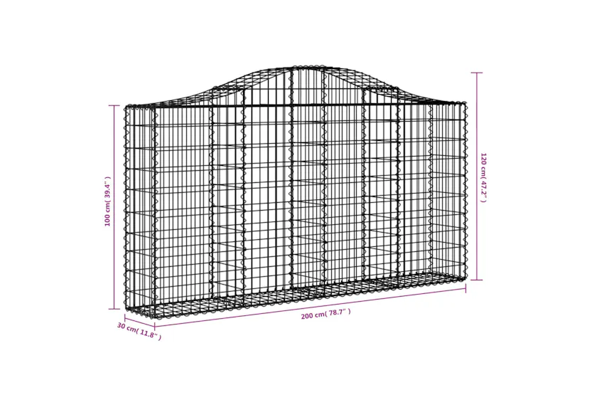 vidaXL 3145440 Arched Gabion Baskets 12 Pcs 200x30x100/120cm Galvanised Iron vidaXL 3145440 Arched Gabion Baskets 12 Pcs 200x30x100/120cm Galvanised Iron