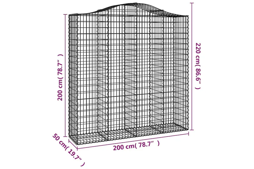 vidaXL 153400 Arched Gabion Basket 200x50x200/220cm Galvanised Iron vidaXL 153400 Arched Gabion Basket 200x50x200/220cm Galvanised Iron