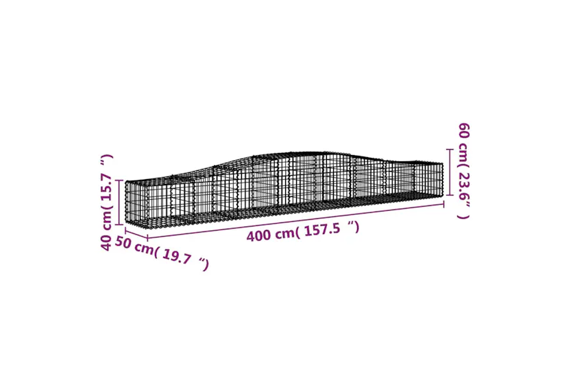 vidaXL 3145921 Arched Gabion Baskets 6 Pcs 400x50x40/60cm Galvanised Iron vidaXL 3145921 Arched Gabion Baskets 6 Pcs 400x50x40/60cm Galvanised Iron
