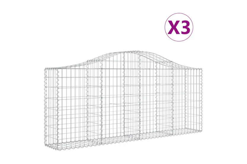 vidaXL 3145410 Arched Gabion Baskets 3 Pcs 200x30x80/100cm Galvanised Iron vidaXL 3145410 Arched Gabion Baskets 3 Pcs 200x30x80/100cm Galvanised Iron