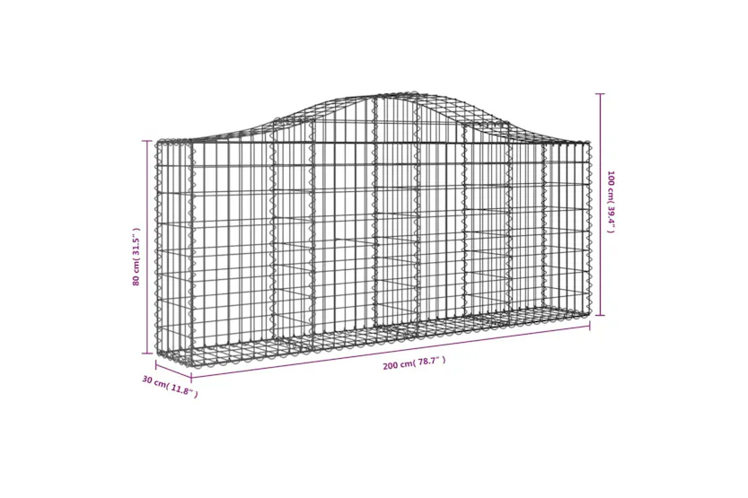 vidaXL 3145414 Arched Gabion Baskets 7 Pcs 200x30x80/100cm Galvanised Iron vidaXL 3145414 Arched Gabion Baskets 7 Pcs 200x30x80/100cm Galvanised Iron