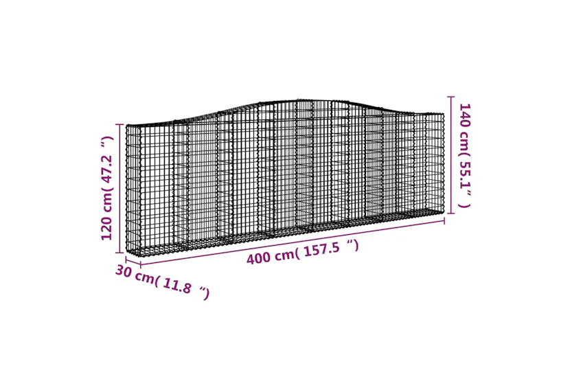 vidaXL 3145842 Arched Gabion Baskets 5 Pcs 400x30x120/140cm Galvanised Iron vidaXL 3145842 Arched Gabion Baskets 5 Pcs 400x30x120/140cm Galvanised Iron