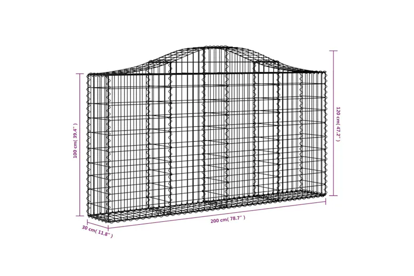 vidaXL 3145443 Arched Gabion Baskets 15 Pcs 200x30x100/120cm Galvanised Iron vidaXL 3145443 Arched Gabion Baskets 15 Pcs 200x30x100/120cm Galvanised Iron