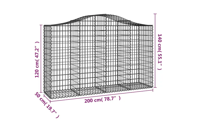 vidaXL 3145662 Arched Gabion Baskets 3 Pcs 200x50x120/140cm Galvanised Iron vidaXL 3145662 Arched Gabion Baskets 3 Pcs 200x50x120/140cm Galvanised Iron