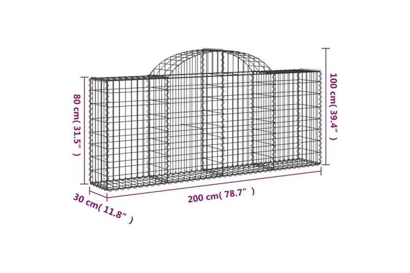 vidaXL 3146098 Arched Gabion Baskets 11 Pcs 200x30x80/100cm Galvanised Iron vidaXL 3146098 Arched Gabion Baskets 11 Pcs 200x30x80/100cm Galvanised Iron