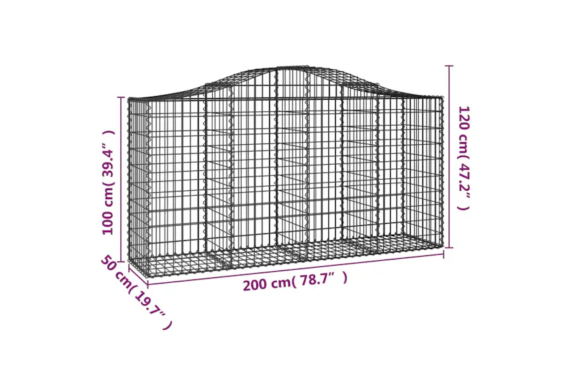 vidaXL 3145650 Arched Gabion Baskets 12 Pcs 200x50x100/120cm Galvanised Iron vidaXL 3145650 Arched Gabion Baskets 12 Pcs 200x50x100/120cm Galvanised Iron