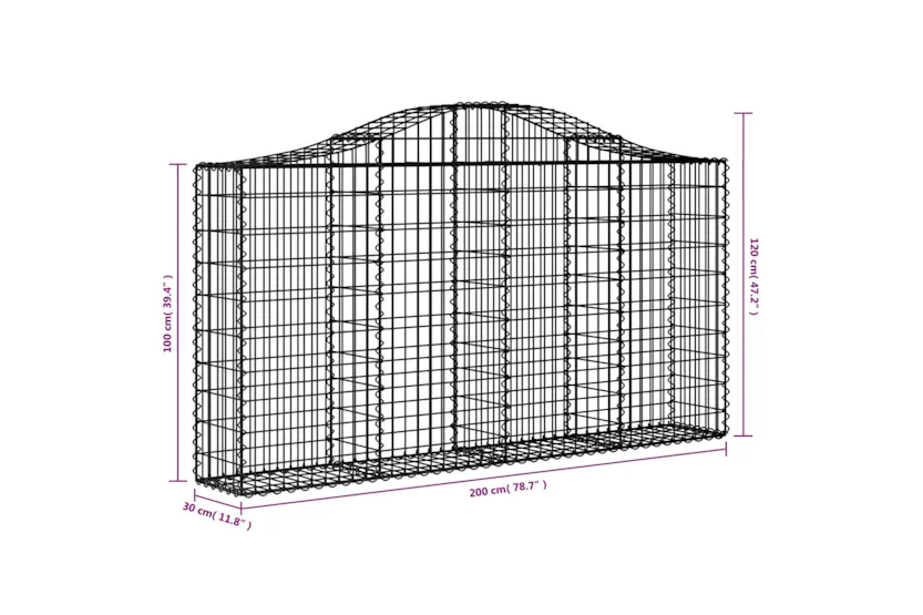 vidaXL 3145438 Arched Gabion Baskets 10 Pcs 200x30x100/120cm Galvanised Iron vidaXL 3145438 Arched Gabion Baskets 10 Pcs 200x30x100/120cm Galvanised Iron