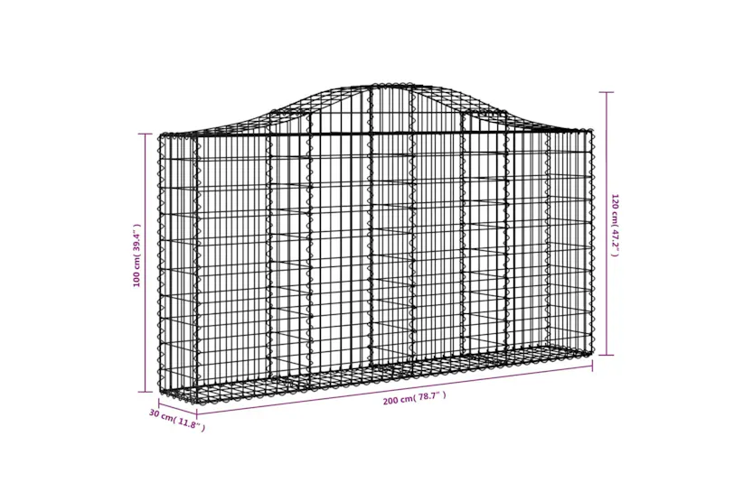 vidaXL 3145433 Arched Gabion Baskets 5 Pcs 200x30x100/120cm Galvanised Iron vidaXL 3145433 Arched Gabion Baskets 5 Pcs 200x30x100/120cm Galvanised Iron