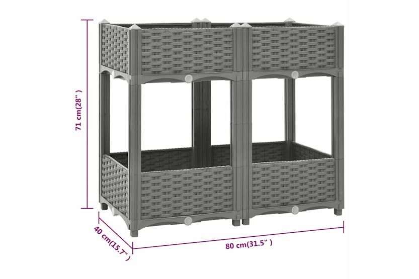 vidaXL 153298 Raised Bed 80x40x71cm Polypropylene vidaXL 153298 Raised Bed 80x40x71cm Polypropylene