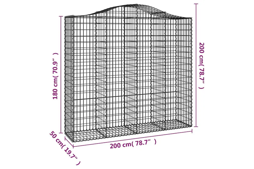 vidaXL 3145725 Arched Gabion Baskets 3 Pcs 200x50x180/200cm Galvanised Iron vidaXL 3145725 Arched Gabion Baskets 3 Pcs 200x50x180/200cm Galvanised Iron