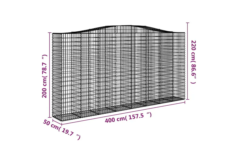 vidaXL 153420 Arched Gabion Basket 400x50x200/220cm Galvanised Iron vidaXL 153420 Arched Gabion Basket 400x50x200/220cm Galvanised Iron