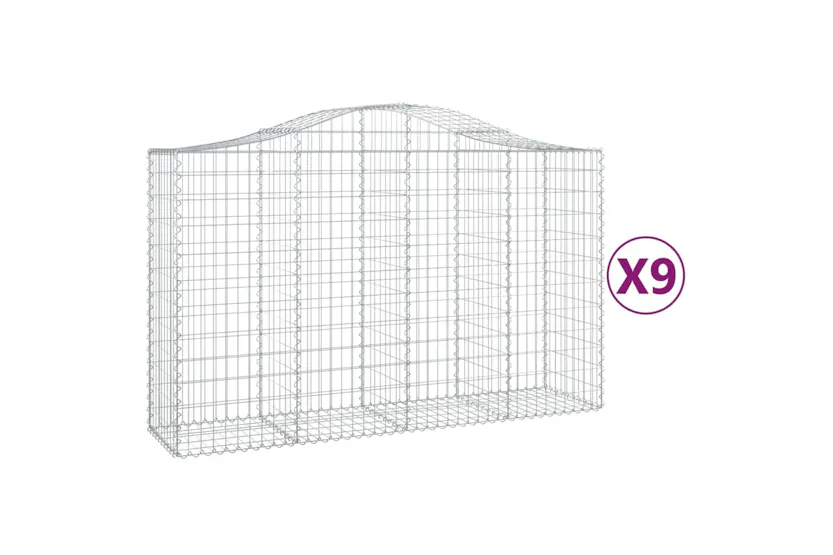 vidaXL 3145668 Arched Gabion Baskets 9 Pcs 200x50x120/140cm Galvanised Iron vidaXL 3145668 Arched Gabion Baskets 9 Pcs 200x50x120/140cm Galvanised Iron