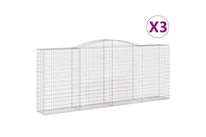 vidaXL 3147036 Arched Gabion Baskets 3 Pcs 400x50x160/180cm Galvanised Iron vidaXL 3147036 Arched Gabion Baskets 3 Pcs 400x50x160/180cm Galvanised Iron