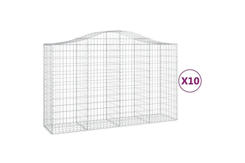 vidaXL 3145669 Arched Gabion Baskets 10 Pcs 200x50x120/140cm Galvanised Iron vidaXL 3145669 Arched Gabion Baskets 10 Pcs 200x50x120/140cm Galvanised Iron
