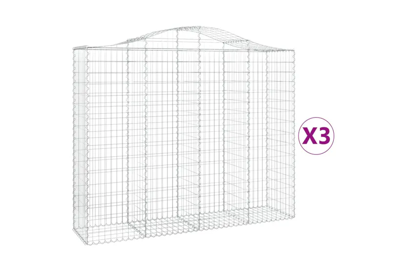 vidaXL 3145704 Arched Gabion Baskets 3 Pcs 200x50x160/180cm Galvanised Iron vidaXL 3145704 Arched Gabion Baskets 3 Pcs 200x50x160/180cm Galvanised Iron