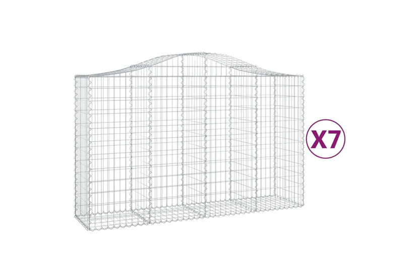vidaXL 3145666 Arched Gabion Baskets 7 Pcs 200x50x120/140cm Galvanised Iron vidaXL 3145666 Arched Gabion Baskets 7 Pcs 200x50x120/140cm Galvanised Iron