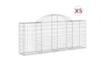 vidaXL 3146092 Arched Gabion Baskets 5 Pcs 200x30x80/100cm Galvanised Iron vidaXL 3146092 Arched Gabion Baskets 5 Pcs 200x30x80/100cm Galvanised Iron