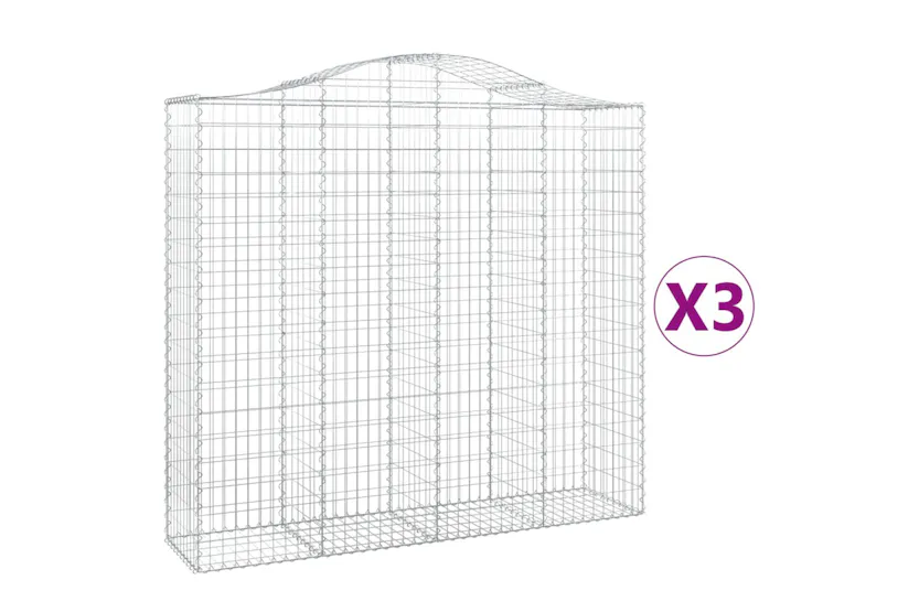 vidaXL 3145725 Arched Gabion Baskets 3 Pcs 200x50x180/200cm Galvanised Iron vidaXL 3145725 Arched Gabion Baskets 3 Pcs 200x50x180/200cm Galvanised Iron