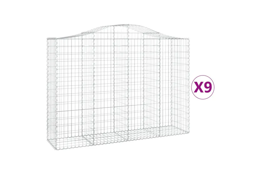 vidaXL 3145689 Arched Gabion Baskets 9 Pcs 200x50x140/160cm Galvanised Iron vidaXL 3145689 Arched Gabion Baskets 9 Pcs 200x50x140/160cm Galvanised Iron
